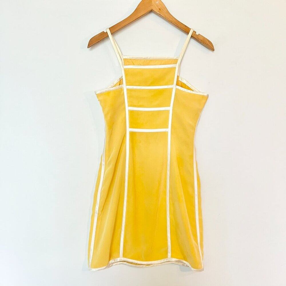Cache Vintage 90's Panel Square Neck Mini Shift Dress Yellow Ivory Womens 2 - Picture 7 of 12